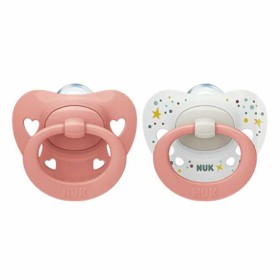 Nuk Family Love Signature Ορθοδοντικές Πιπίλες Σιλικόνης σε Θήκη Ροζ/Λευκή για 0-6m, 2τμχ