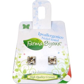 Farma Bijoux Υποαλλεργικά Σκουλαρίκια Τετράγωνα Κρυσταλλάκια 6mm, 1 ζευγάρι