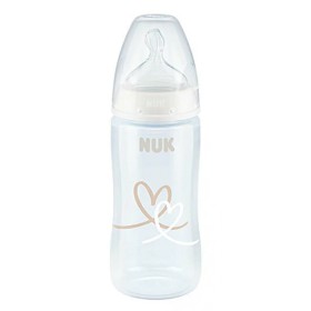 Nuk First Choice+ Πλαστικό Μπιμπερό με Θηλή Σιλικόνης & Ένδειξη Θερμοκρασίας 6-18m Ροζ με Καμηλοπάρδαλη, 300ml