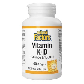 Natural Factors Vitamin K+D 120 μg & 1000 IU, 60 μαλακές κάψουλες