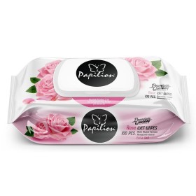 Papilion Rose Υγρά Μαντηλάκια Καθαρισμού Τριαντάφυλλο, 100τμχ