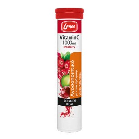 Lanes Vitamin C Υποστήριξη του Aνοσοποιητικού & Tόνωση του Oργανισμού 1000mg με Χυμό Κράνμπερι, 20 αναβρ. δισκία