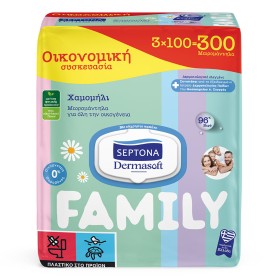 Septona Dermasoft Family Μωρομάντηλα για Όλη την Οικογένεια με Χαμομήλι, 300τμχ
