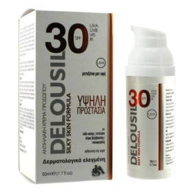 Delousil Silky Skin Formula SPF 30 Αντηλιακή Κρέμα Προσώπου Μεταξένια Ματ Υφή με Σιτέλαιο και Λάδι Αλόης Ανθεκτική στο Νερό, 50ml