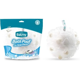 Vican Balmy Bath Pouf, Σφουγγάρι Με Πέρλες Σαπουνιού Και Άρωμα Άσπρο Σαπούνι, 1τμχ