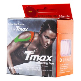 Tmax Ταινία Κινησιολογίας Αυτοκόλλητη & Αδιάβροχη 5cmx5m Κόκκινη, 1τμχ 