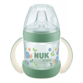 Nuk for Nature Μπιμπερό Εκπαίδευσης με Δείκτη Ελέγχου Θερμοκρασίας με Λαβές Πράσινο για 6m+, 150ml