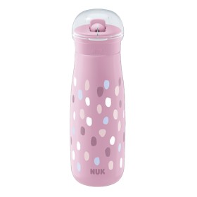 Nuk Mini-Me Flip Cup Drinking Bottle Aθλητικό Παγουράκι Ροζ Πουά, 450ml