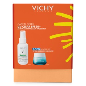 Vichy Promo Capital Soleil UV-Clear SPF50+ Αντηλιακό Προσώπου Καθημερινής Φωτοπροστασίας, ενάντια στη Λιπαρότητα 40ml & ΔΩΡΟ Mineral89 Κρέμα Booster Ενυδάτωσης 15ml, 1σετ