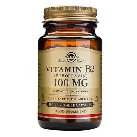Solgar Vitamin B2 100mg (Ριβοφλαβίνη) Συμπλήρωμα Διατροφής Βιταμίνη Β2 που Καταπραΰνει την Κόπωση των Ματιών & την Γενική Αίσθηση Κούρασης, 100veg.caps