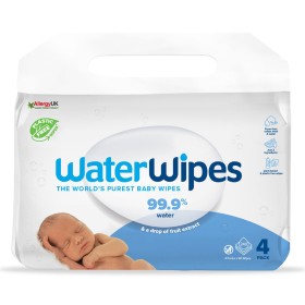 WaterWipes 100% Plastic-free Άοσμα Μωρομάντηλα, 99.9% Νερό, Ηλικίες 0+, 240τμχ