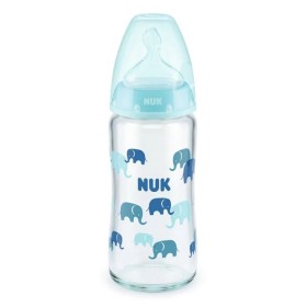 NUK First Choice Plus Γυάλινο Μπιμπερό Λευκό για 0-6m με Δείκτη Ελέγχου Θερμοκρασίας & Μεσαίας Οπής Θηλή Σιλικόνης, 240ml