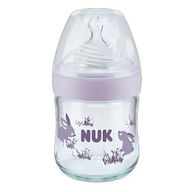Nuk Nature Sense Γυάλινο Μπιμπερό Σιλικόνης με Θηλή Softer 0-6m Μωβ, 120ml
