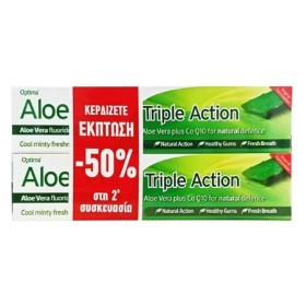 Optima Πακέτο Προσφοράς Aloe Dent Triple Action Toothpaste Οδοντόκρεμα Με Τριπλη΄ Δράση, 2x100ml