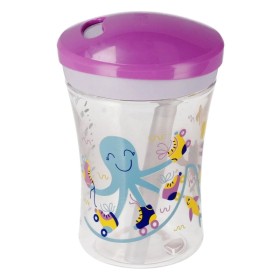 Nuk Action Cup 12m+ Εκπαιδευτικό Κύπελλο με Καλαμάκι 230ml Μωβ Χταπόδι, 1τμχ