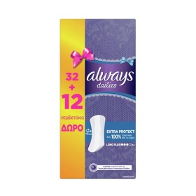 Always Dailies Extra Protect Long Plus Πακέτο Προσφοράς Σερβιετάκια 32 & 12 Δώρο, 44 τμχ