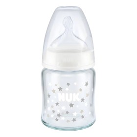 Nuk First Choice Plus Temperature Control Γυάλινο Μπιμπερό Σιλικόνης Κατά των Κολικών Λευκό, 1τμχ