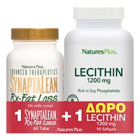 Natures Plus Promo Φόρμουλα Ενίσχυσης Μεταβολισμού Synaptalean Rx Fat Loss , 60tabs & Δώρο Συμπλήρωμα Λεκιθίνη Lecithin 1200mg, 90softgels, 1σετ