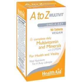 Health Aid A to Z Multivitamin Πολυβιταμίνη Συμπλήρωμα Διατροφής με Βιταμίνες, Μέταλλα και Λουτεΐνη, 90tabs