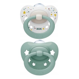  Nuk Family Love Signature Ορθοδοντικές Πιπίλες Σιλικόνης σε Θήκη Πράσινη/Λευκή για 0-6m, 2τμχ