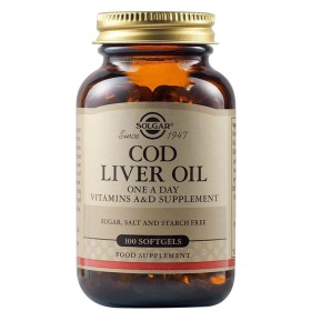 Solgar Cod Liver Oil Συμπλήρωμα Διατροφής Μουρουνέλαιο με Βιταμίνες Α & D Ιδανικό για την Καλή Λειτουργία του Καρδιαγγειακού & Ανοσοποιητικού Συστήματος, 100softgels