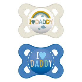 Mam Ορθοδοντικές Πιπίλες Σιλικόνης I Love Daddy για 2-6 μηνών Μπλε/Λευκή, 2τμχ