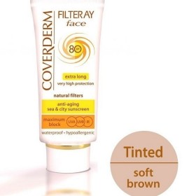 Coverderm Filteray Face Tinted Sunscreen (Soft Brown) SPF80 Αντιηλιακό Προσώπου με Χρώμα, 50ml