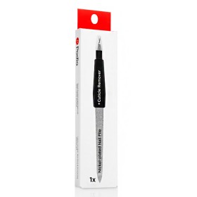 Podia Nickel-plated Nail File +Cuticle Remover Μεταλλική Λίμα Διπλής Όψης με Εξάρτημα Απομάκρυνσης Παρωνυχίδων, 1τμχ