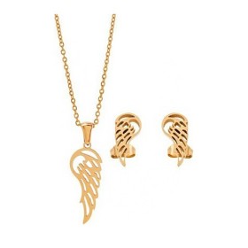 Medisei Σετ Κολιέ & Σκουλαρίκια Set Angel Wings από Ατσάλι Επιχρυσωμένο, 1τμχ