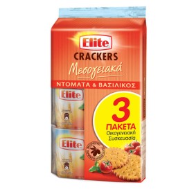ELITE CRACKERS ΜΕΣΟΓΕΙΑΚΑ (3x105gr.) - (ΝΤΟΜΑΤΑ & ΒΑΣΙΛΙΚΟΣ)