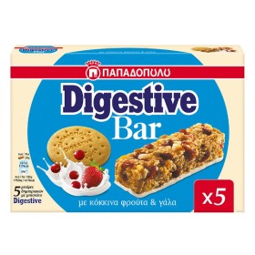 ΠΑΠΑΔΟΠΟΥΛΟΥ DIGESTIVE BARS (5x28gr.) - (ΓΑΛΑ & ΦΡΟΥΤΑ)