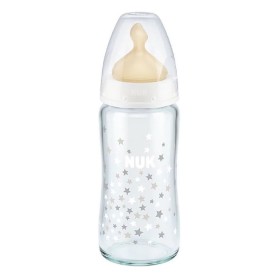 Nuk Γυάλινο Μπιμπερό First Choice Plus Temperature Control κατά των Κολικών με Θηλή Καουτσούκ 0-6m Λευκό, 240ml
