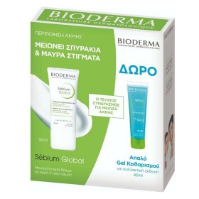 Bioderma Sebium Global Kρέμα για Εντατική Δερματολογικη Θεραπεία για Δέρμα με Ακμή & Σοβαρές Ατέλειες, 30ml & Δώρο Gel Moussant Απαλό Αφρίζον Gel Καθαρισμού για Μικτό προς Λιπαρό ή με Τάση Ακμής Δέρμα, 45ml