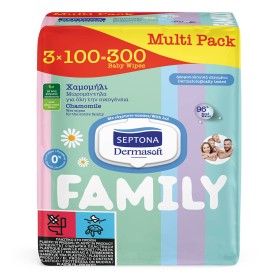 Septona Dermasoft Family Μωρομάντηλα με Χαμομήλι Multi Pack, 300τμχ