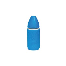 Suavinex γυάλινο Μπιμπερό Με θηλή Σιλικόνης U 3P +0m REF.3303003 Μπλέ 240ml