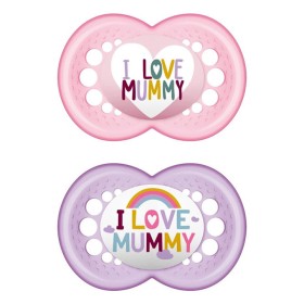Mam Ι Love Mummy Ορθοδοντικές Πιπίλες Σιλικόνης 6-16m+ Ροζ/Μωβ, 2τμχ