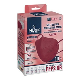 Musk Meltblown Protective Mask FFP2 NR Προστατευτική Αποστειρωμένη Μάσκα Μιας Χρήσης σε Μπορντό Χρώμα, 10τμχ