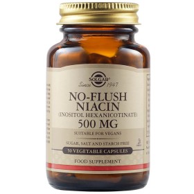 Solgar No-Flush Niacin 500mg Συμπλήρωμα Διατροφής Νιασίνης (Βιταμίνη Β3) που Συμβάλλει για την Καλή Λειτουργία του Κυκλοφορικού Συστήματος & στη Μείωση Χοληστερόλης & Τριγλυκεριδίων, 50veg.caps