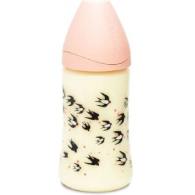 Suavinex Μπιμπερό πλαστικό 270ml Σιλ 3P Pink Swallow (3800055)