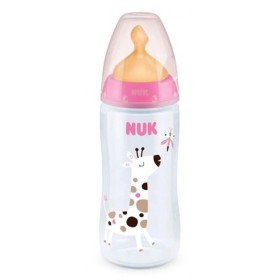 Nuk First Choice Πλαστικό Μπιμπερό με Θηλή Καουτσούκ Ροζ Καμηλοπάρδαλη 0m+, 300ml