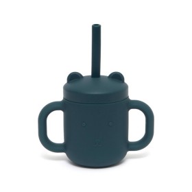 Petit Monkey Ποτήρι Σιλικόνης με Καλαμάκι Μπλε 175ml, 1τμχ