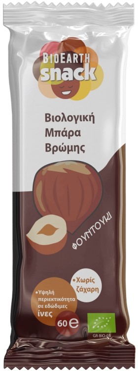 Bioearth Snack Μπάρα βρώμης Φουντούκι, 60g