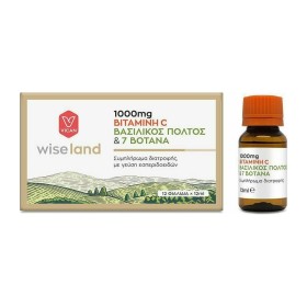 Vican Wiseland 1000mg Vitamin C, Βασιλικός Πολτός & 7 Βότανα 12 φιαλίδια x 12ml
