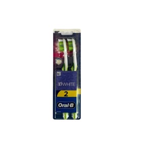 Oral-B 3D White Duo Medium Toothbrush Μέτρια Χειροκίνητη Οδοντόβουρτσα Τιρκουάζ, 2τμχ
