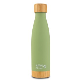 Nava Θερμός Μπουκάλι Ανοξείδωτο Bamboo "We Care" Πράσινο Ανοιχτό, 500ml