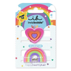 Invisibobble Clipstar Glow Kids Κλάμερ Μαλλιών για Παιδιά Happy Heart, 2τμχ