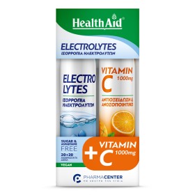 Health Aid Promo Pack Electrolytes Ηλεκτρολύτες Γεύση Φράουλα 20 αναβρ.δισκία & ΔΩΡΟ Vitamin C 1000mg Γεύση Πορτοκάλι 20 αναβρ.δισκία