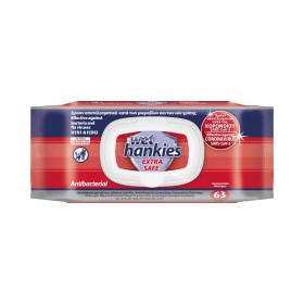 Wet Hankies Extra Safe Αντιβακτηριδιακά Μαντηλάκια 63τμχ