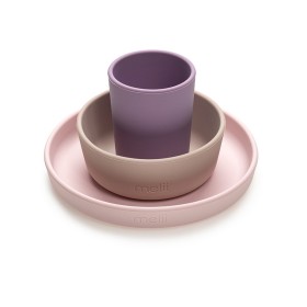 Melii Silicone Feeding Set Purple Σετ Φαγητού Σιλικόνης Μωβ, 3τμχ