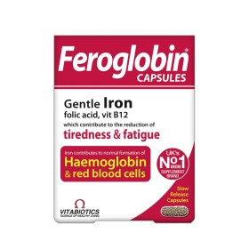 Vitabiotics Feroglobin Slow Release Συμπλήρωμα Σιδήρου Βραδείας Αποδέσμευσης, 30 caps